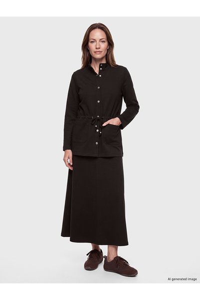 LC Waikiki Alita City Lcw Grace Brown Interlock Plain Long Women's Skirt with...
