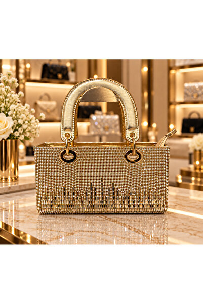 miral A luxurious evening bag from miral, studded with zircon stones, with hi...