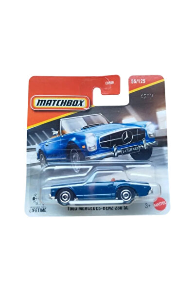 Matchbox car model, 1963 Mercedes Benz 230 SL, blue, scale 1:64