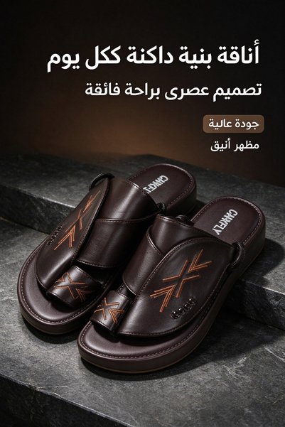 Hayyin Mart شباشب رجالية مريحة ذات نعل سميك، مصنوعة من الجلد المتين مع نمط تط...