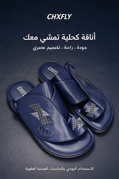 Hayyin Mart Arabic Style Men Slippers Premium Leather Upper Cushion Insole An...