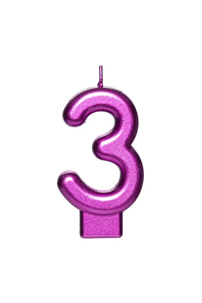 OEM Lumânare Zi de Naștere Fucsia Metalizat Nr.3 – Decor Elegant pentru Tort ...