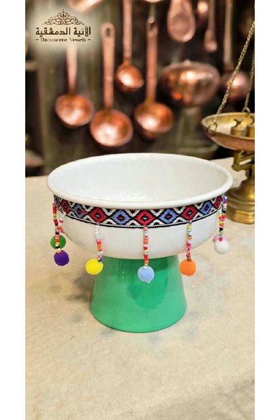 Generic Brand Traditional Hospitality Plate with Green Colored Base, Diameter 13