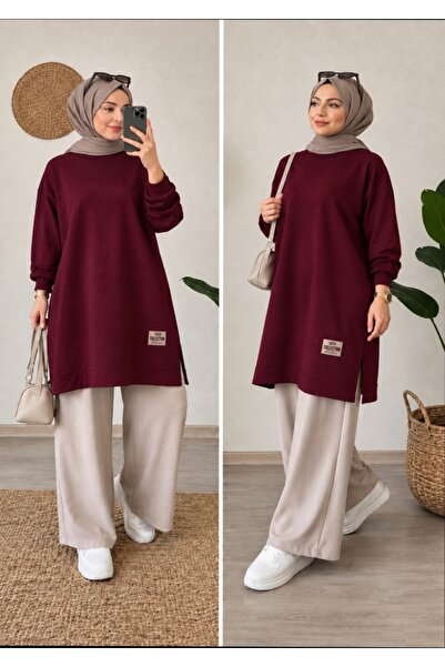 Madmy Kadın Oversize Sweatshirt Tunik Uzun Kollu Salaş Basic Günlük Spor Tuni...
