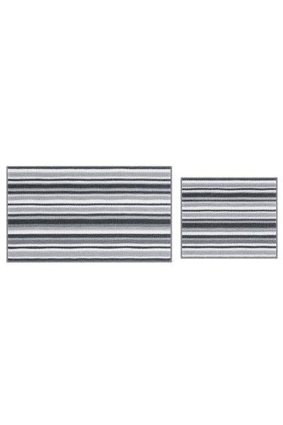 Paspas Galerisi Modern Decorative Non-Slip Base Striped Bath Mat Toilet Set 6...