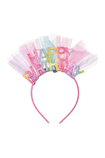 OEM Coroniță Par cu Tul Colorat Glitter "Happy Birthday" – Look Festiv pentru...