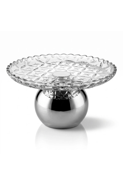 Generic Glass Serving Dish with Iron Stand