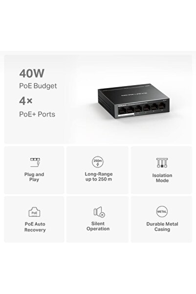 MS106LP, 6-Port 10/100Mbps Desktop Switch with 4-Port PoE+