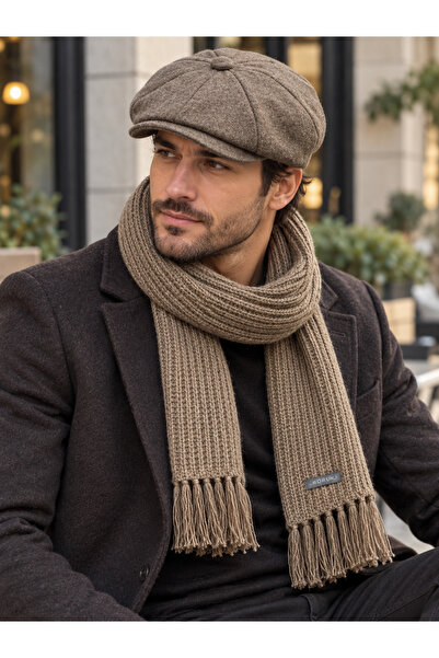 kuru Trend Men's British Style Woolen Cap Hat & Thessaloniki Knitted Tassel S...