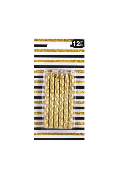OEM Lumânări Zi de Naștere Spiralate Aurii 8.5 cm – 12 buc. – Set Festiv pent...