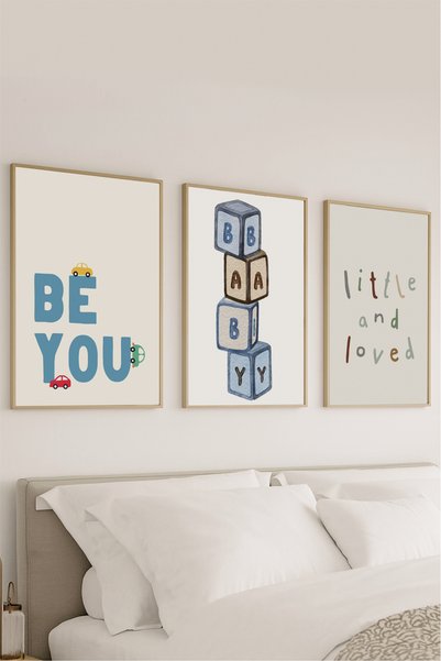 VOBA STORE YAZILI ÇOCUK ODASI ÇERÇEVE GÖRÜNÜMLÜ MDF BASKI TABLO SETİ -276