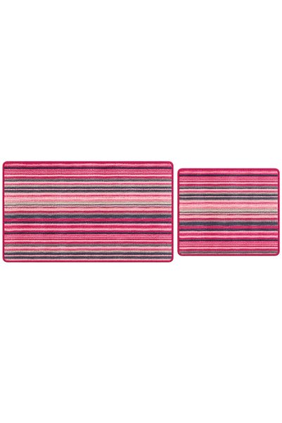 Paspas Galerisi Modern Decorative Non-Slip Base Striped Bath Mat Toilet Set 6...