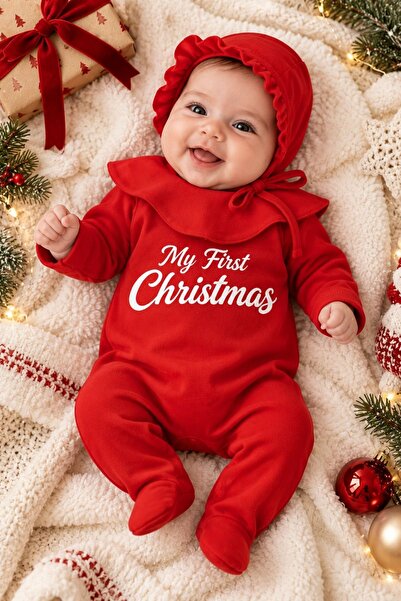 Minytrendy My First Christmas Newborn New Year's Concept Christmas Hat Jumpsu...