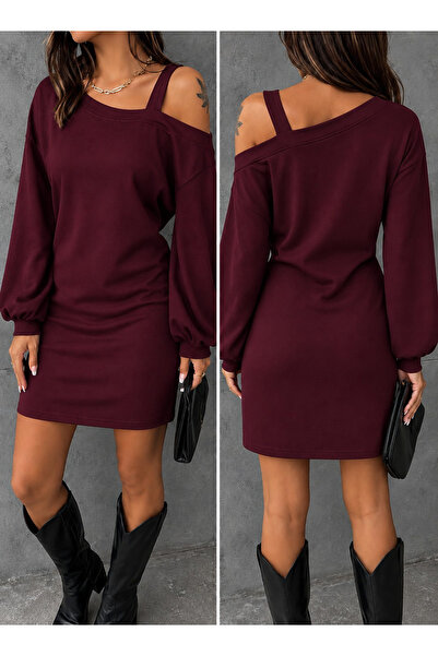 modaserdem Women's One-Shoulder Open Strap Long Sleeve Short Viscose Two-Thre...