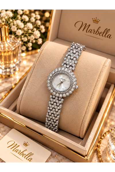Marbella ساعة سهرة نسائية مرصعة ب أحجار الزركون الفاخرة من ماركة الشهيرة مع ض...