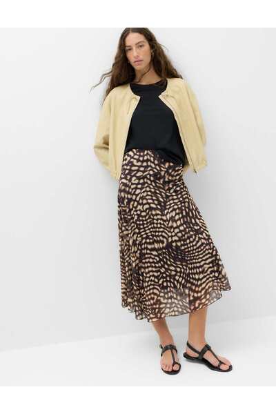 Marks & Spencer Leopar Desenli Tül Midi Asimetrik Etek