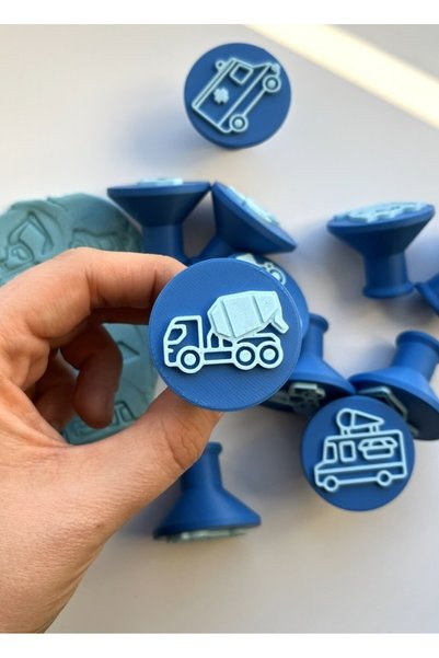 Craftelle 12-Piece Vehicle and Construction Equipment Themed Cookie and Play Dough Mold Set
