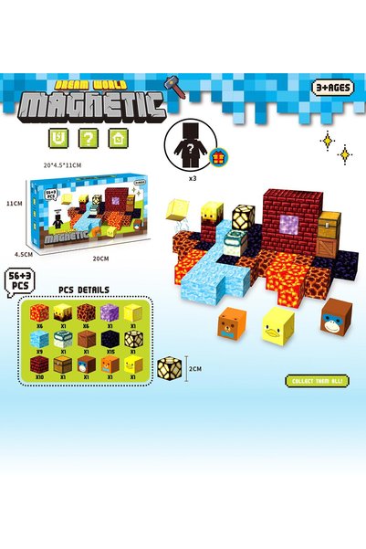 NO BRAND Set de construcție magnetic cu cuburi, 56 de piese