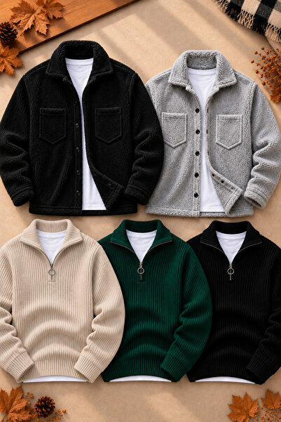 legends butik طقم شتوي رجالي مكون من 5 قطع، 2 سترة من القطيفة، 3 سترة محبوكة ...