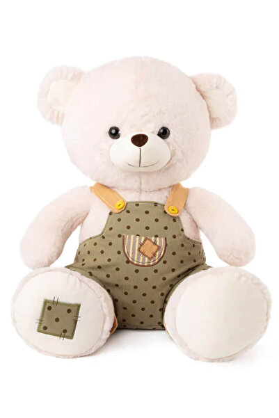 Amek Toys Ursuleț de pluș cu salopetă verde cu buline, 50 cm