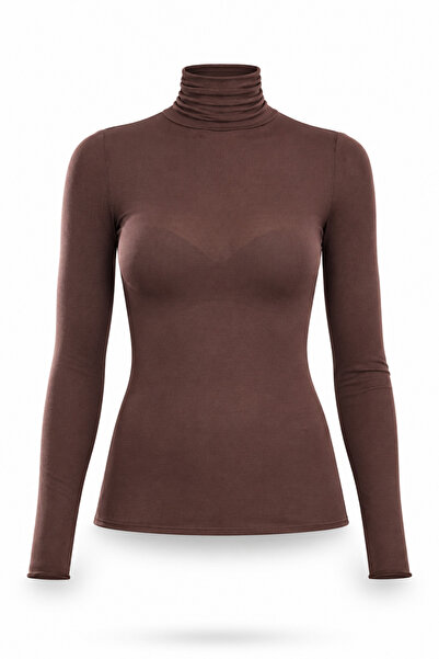 5in1Canpolat Smeđa bluza sa rolkama 25226