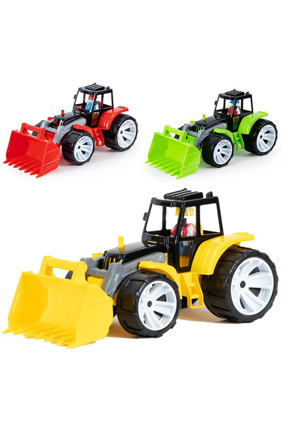 Bamsic Tractor de jucărie cu cupă și figurină de șofer, 37 cm