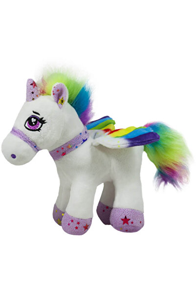 Amek Toys Unicorn de pluș mare cu aripi colorate, 46 cm