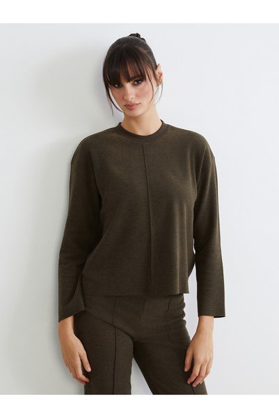 LC Waikiki Alita City Lcw Vision Green Oval Collar Women's Slim Sweater with ...