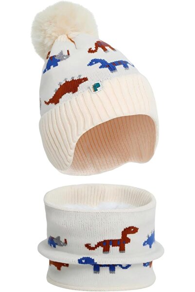 KASTWAVE 2 Pcs Baby Boy Beanie Dionsour Bobble Hat Matching Neck Warmer Set,H...