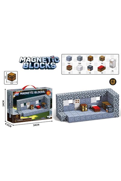 NO BRAND Set de construcție magnetic cu cuburi, 80 de piese