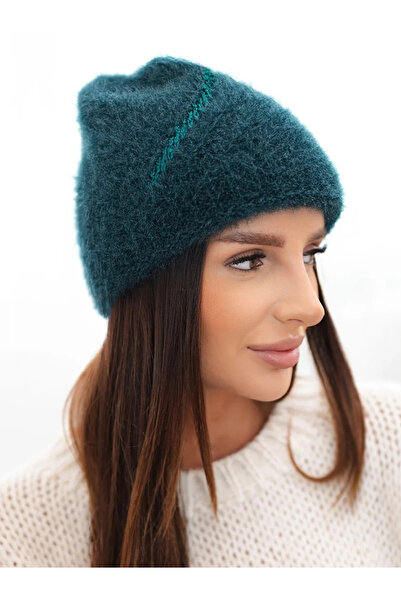 Kesi Căciulă de damă cu dungi, pufoasă, cu bandă decorativă, tip beanie, de m...