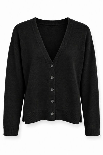 5in1Canpolat كارديجان تريكو أسود بياقة على شكل V