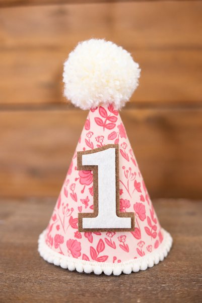 Lulu Cotton 1 Yaş Bebek Doğum Günü Parti Şapkası 1. Kalite Kalın Keçe ve Kuma...