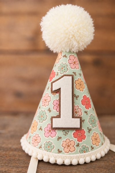 Lulu Cotton 1 Yaş Bebek Doğum Günü Parti Şapkası 1. Kalite Kalın Keçe ve Kuma...