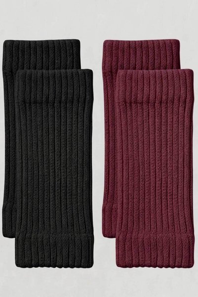 Generic Brand 2 Pairs of Women's Short Ribbed Knit Accessory Leg Warmers