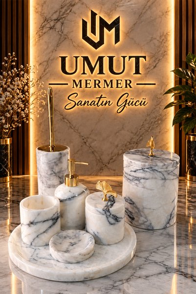 umut mermer Doğal Mermer Banyo Aksesuar Seti –leylak