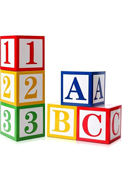 MOODEEY 6 قطع من زينة الحفلات ABC 123، ديكور العودة إلى المدرسة، صندوق بالونا...
