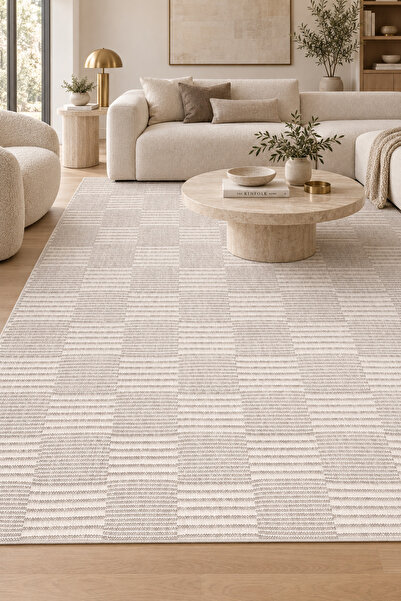 Sonor Vizyon Sisal Görünümlü Özel Ölçü Kaymaz Taban Mutfak Koridor Halısı Robot Süpürge Uyumlu Kolay Temizlenebilir Polyester Pamuk Karışımı