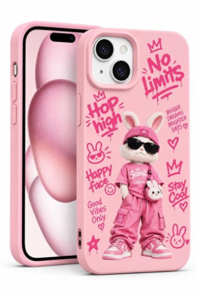 3GEN CASE iPhone 15 Uyumlu No Limits Tavşan Graffiti Desenli Premium İçi Kadi...