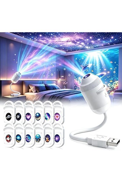 NUANRONGGE جهاز عرض ضوئي للنجوم بتقنية الهولوجرام 5D يعمل بالطاقة عبر USB، مص...