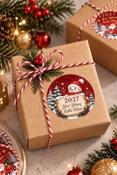 LABELOVE 2027 Yılbaşı Sticker Seti – 4 cm Yuvarlak Yeni Yıl Etiketi – 24 Adet