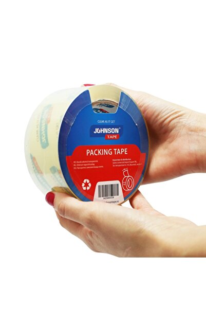 Johnson Bandă adezivă pentru ambalarea coletelor, transparentă, acrilică, set de 6 bucăți, 48 mm/82 m