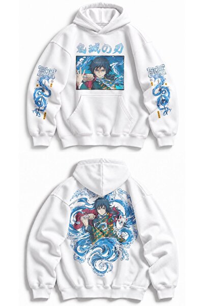 Fuddy Moda Hanorac unisex cu glugă cu imprimeu pe spate Giyu Tomioka, hanorac...