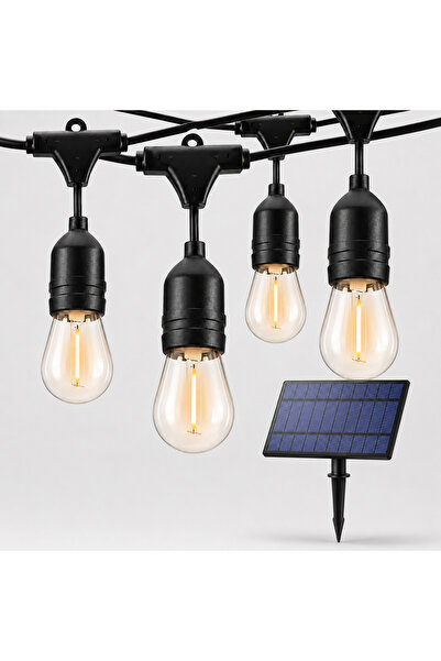 More Interconnectable Solar Garland 15m with 30 E27 Bulbs Warm Light 2700k, W...