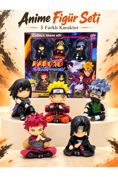 afreyz oyuncak Naruto Shippuden 5’li Anime Figür Seti – Naruto, Sasuke, Kakas...