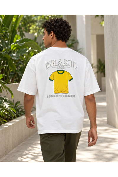 CANMODA Tricou unisex cu imprimeu alb Brazilia 1970