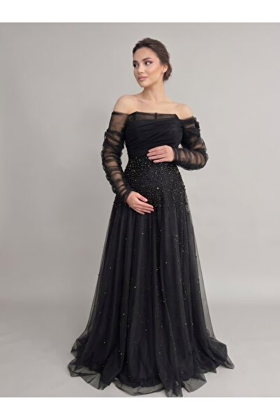 NAQWA FASHION فستان سهرة اسود للحوامل