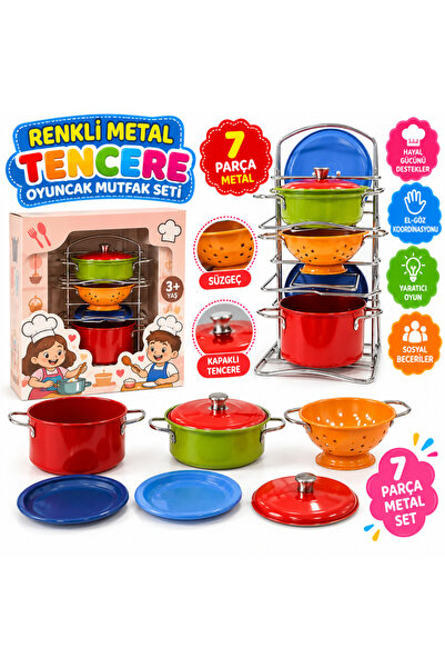 BASEL MAİSON 683G RENKLİ METAL TENCERE OYUNCAK MUTFAK SETİ