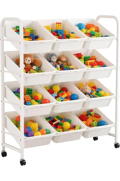 Andgogo Toy Storage Organizer with 12 Toy Bins, 4 Tier Large Toddler Organize...