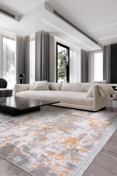 Nistanbul Nis-064 Desen 3 Gri/Beyaz/Turuncu Salon, Oturma Odası ve Koridor Ha...